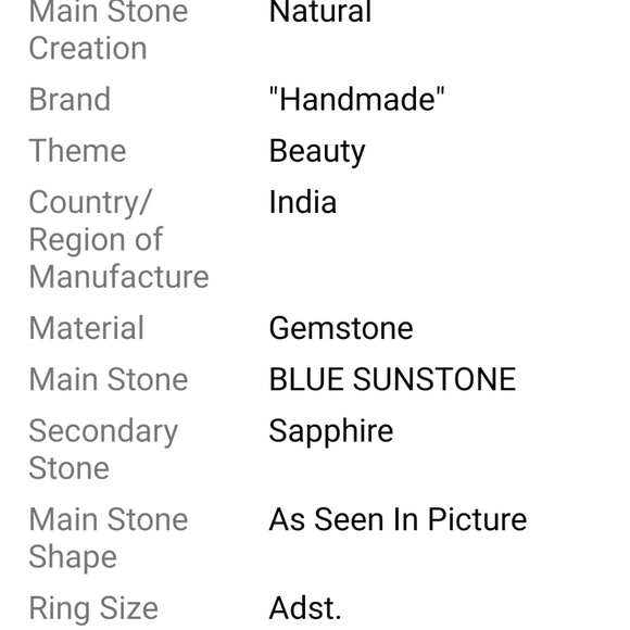 .925 SILVER & NATURAL SUNSTONE & Blue Sapphire  ARTISAN RING